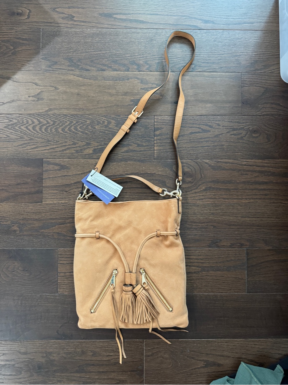 Rebecca Minkoff Camel Tan Leather Crossbody with Tassel Detail